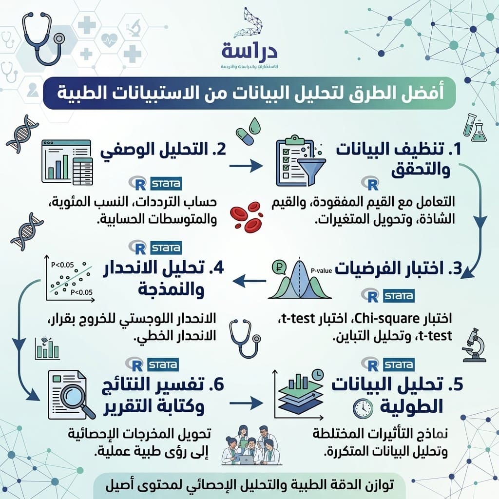 تحليلاتنا المتقدمة للاستبيانات الطبية (كيف ننقذ بحثك؟)