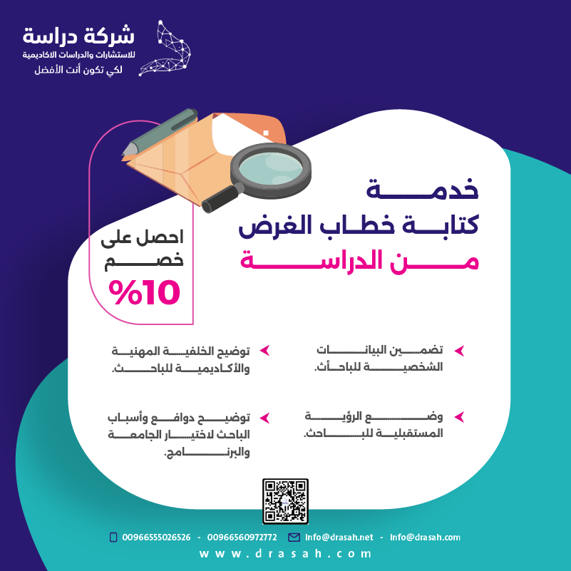 طلب خدمة كتابة خطاب الغرض من الدراسة: