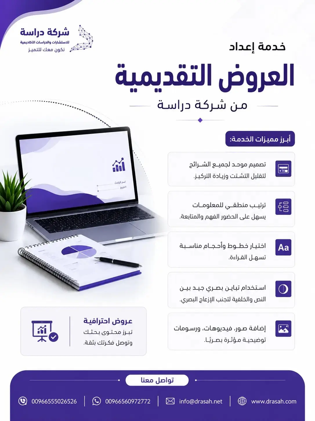 خدمة إعداد العروض التقديمية من شركة دراسة
